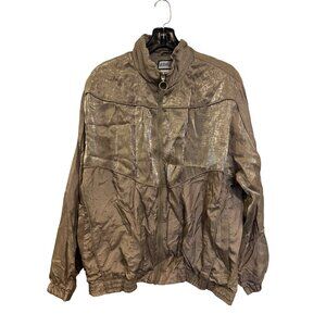 Vintage Active Club Metallic Bronze Quilted Lightweight Windbreaker Jacket XL